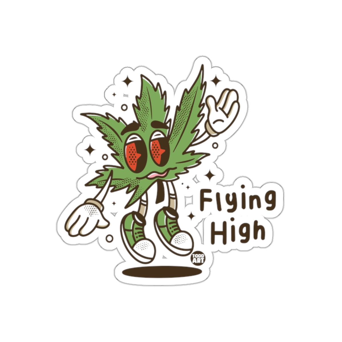 Flying High Cute Cartoon Leaf Design sticker