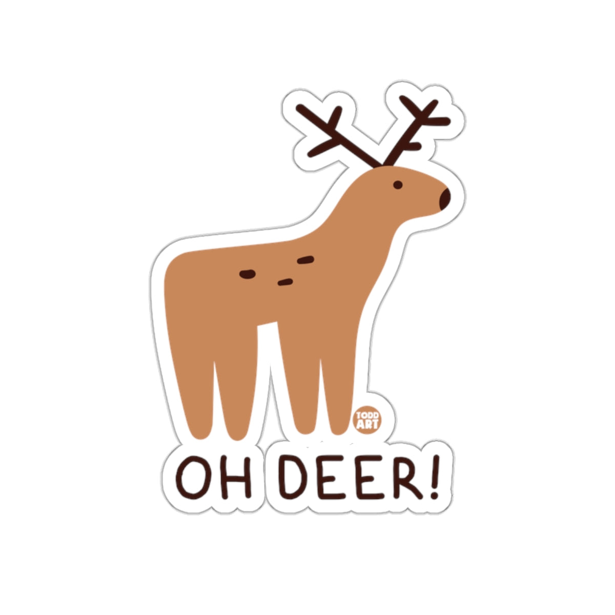 Oh Deer Cartoon Reindeer Funny Sticker