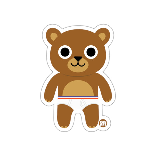 Cute Brown Bear with White Underwear Sticker