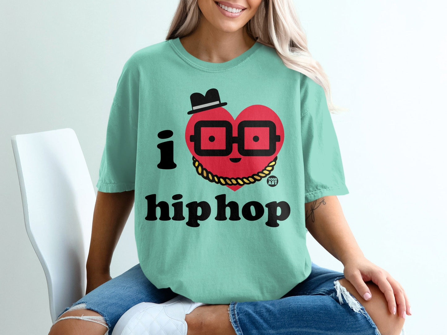I Love Hip Hop Graphic Tee with Cool Heart Design