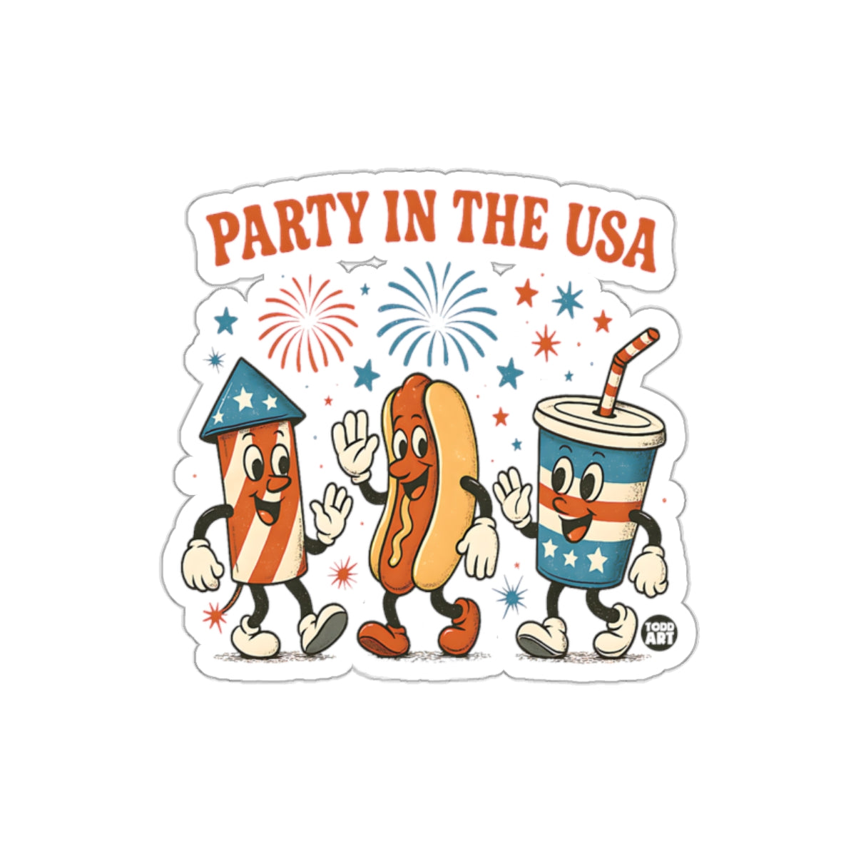Festive Party in the USA Sticker for Celebrations