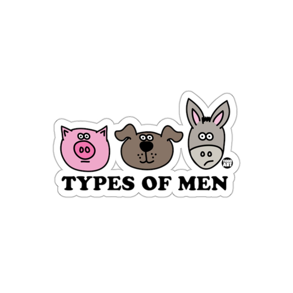 Types Of Men With Pig Dog Donkey Heads Humor Stickers
