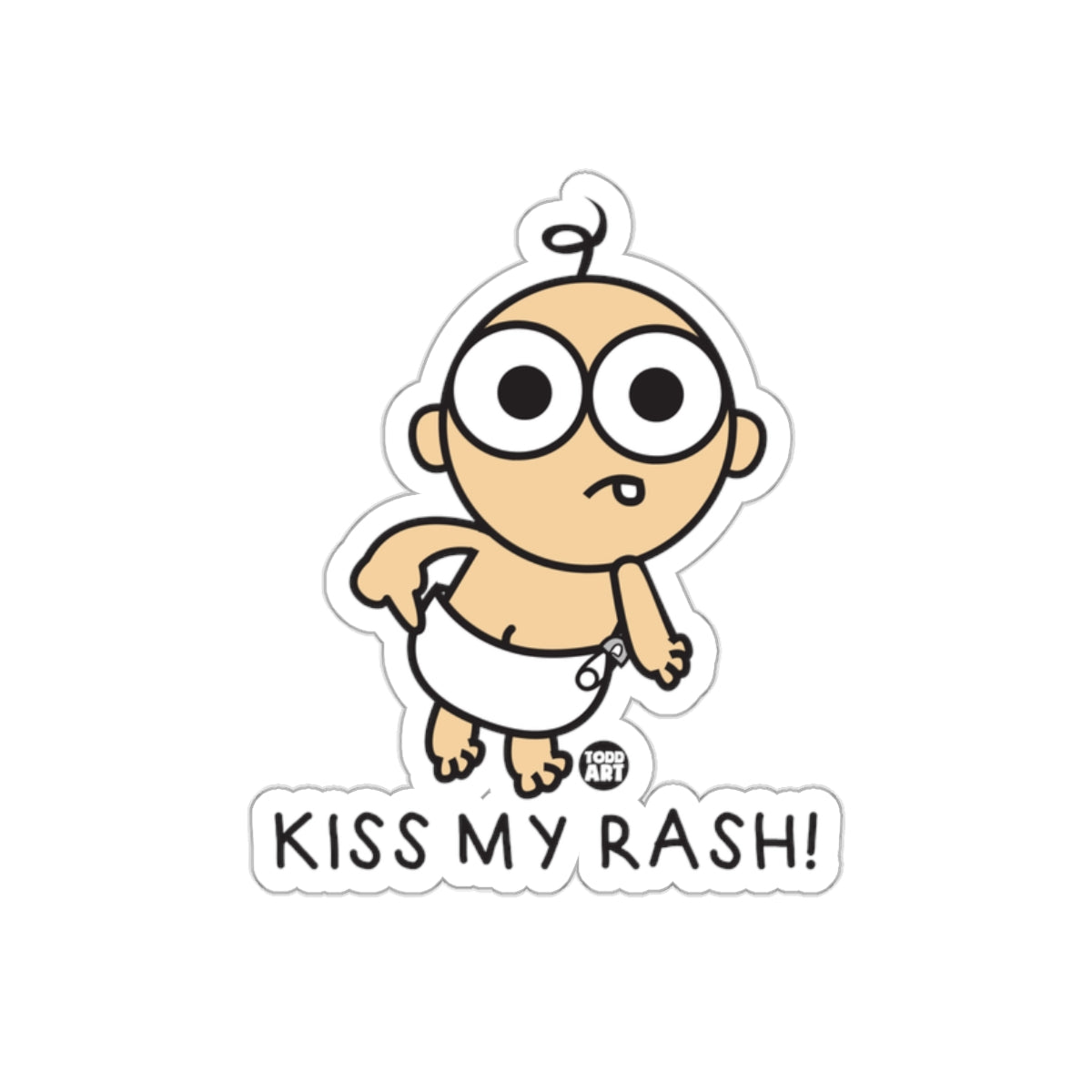 Funny Kiss My Rash Cartoon Baby Sticker product