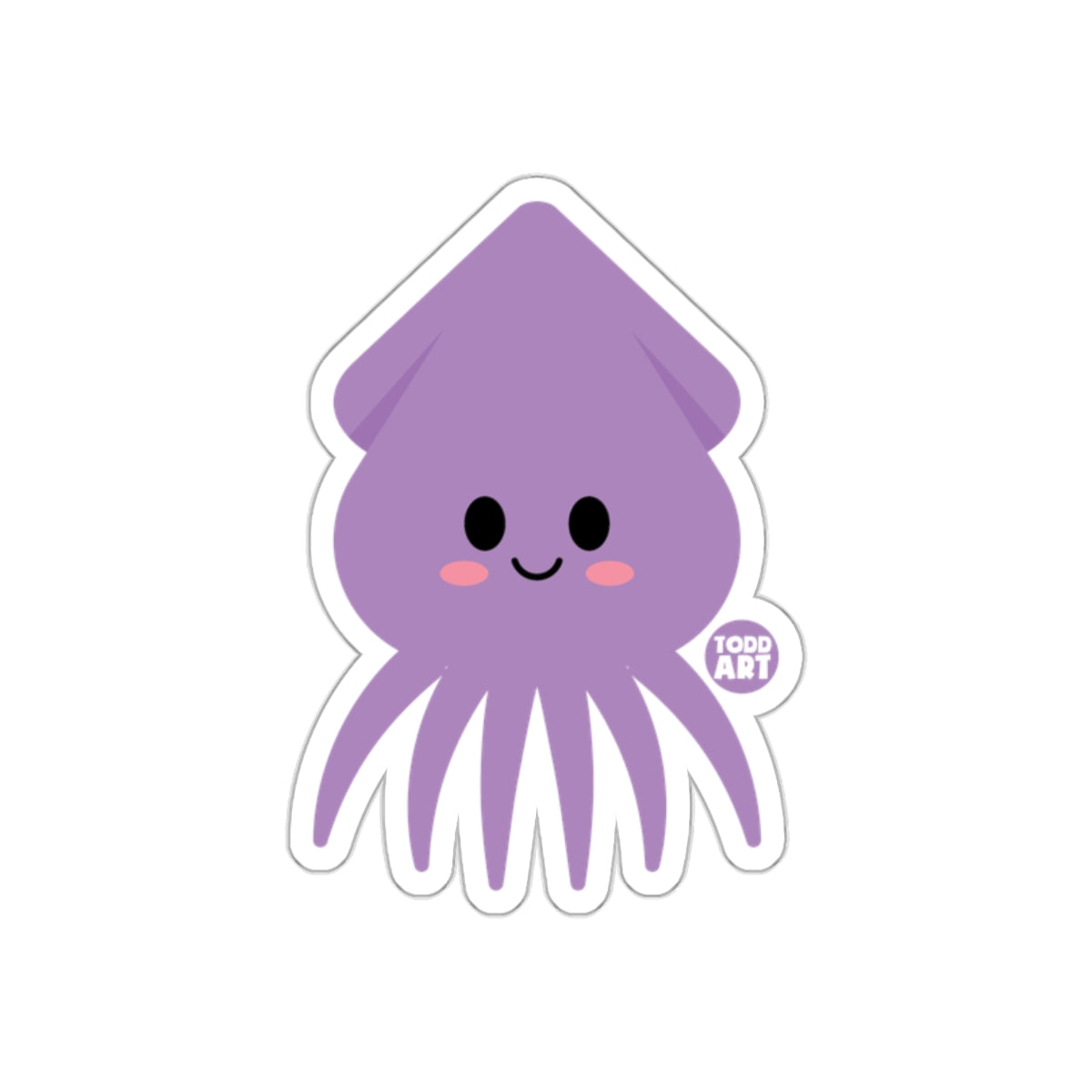 Cute Smiling Purple Squid Character Sticker Decal