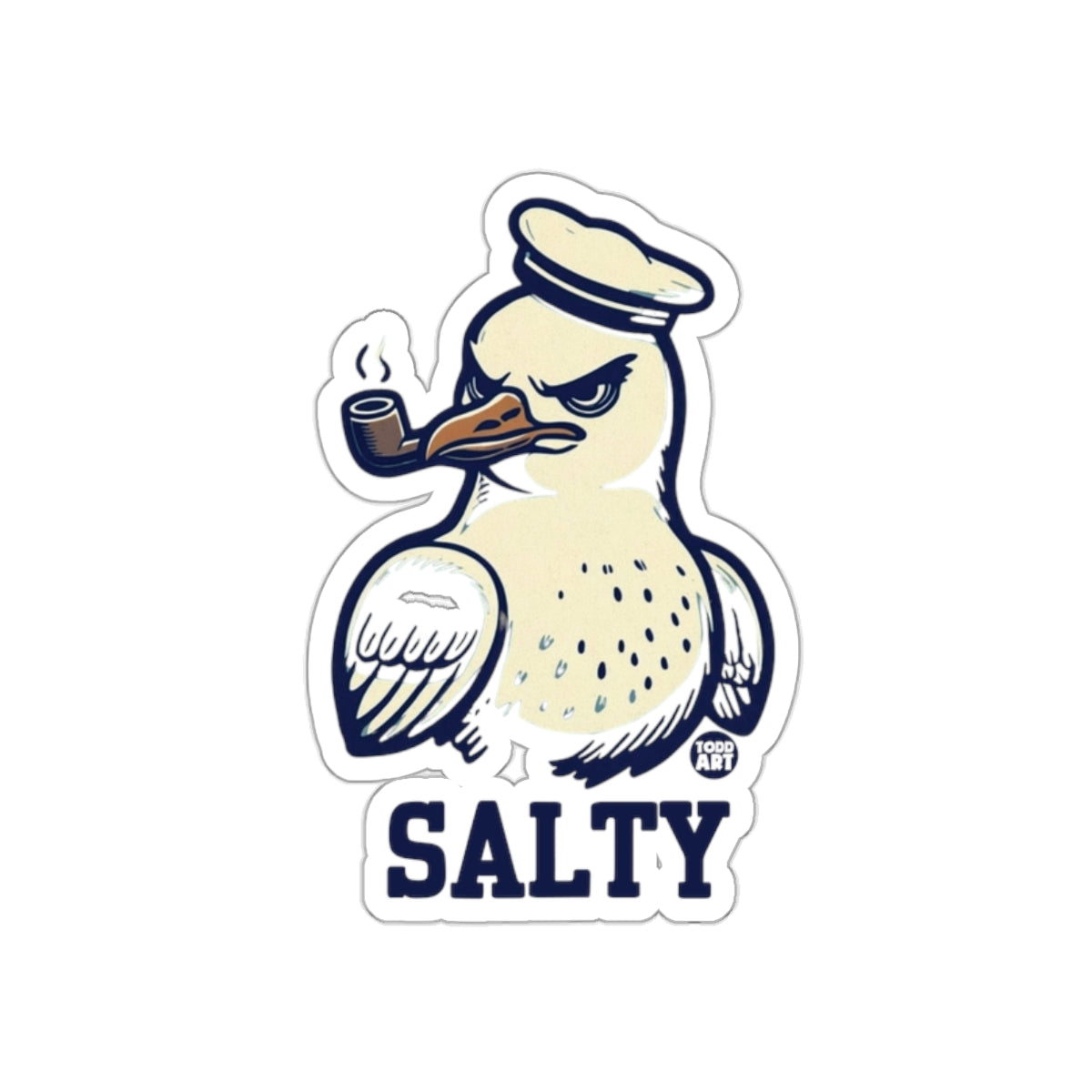 Salty Seagull Nautical Sticker with Pipe Design
