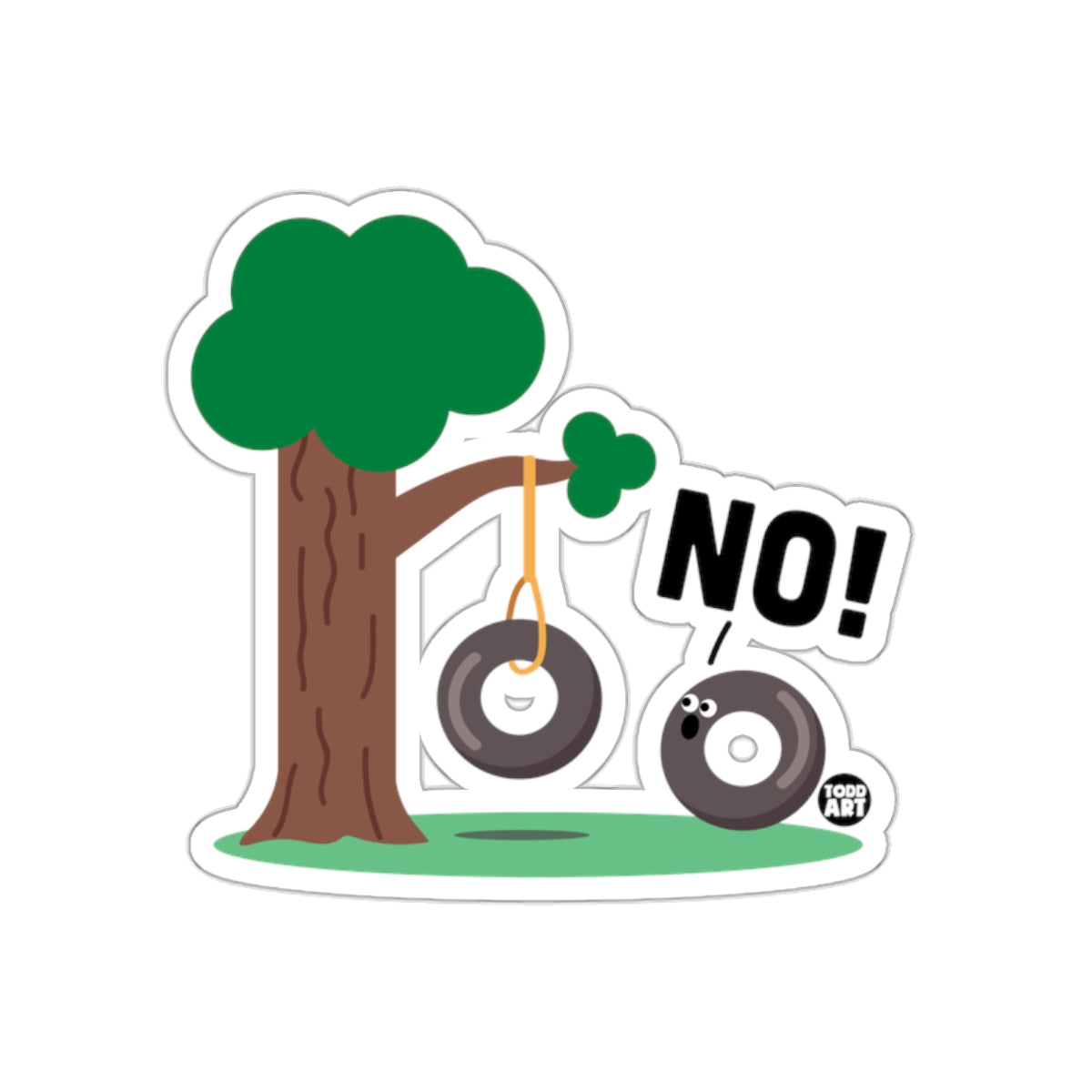 Funny Tire Swing Tree Cartoon with NO Sticker