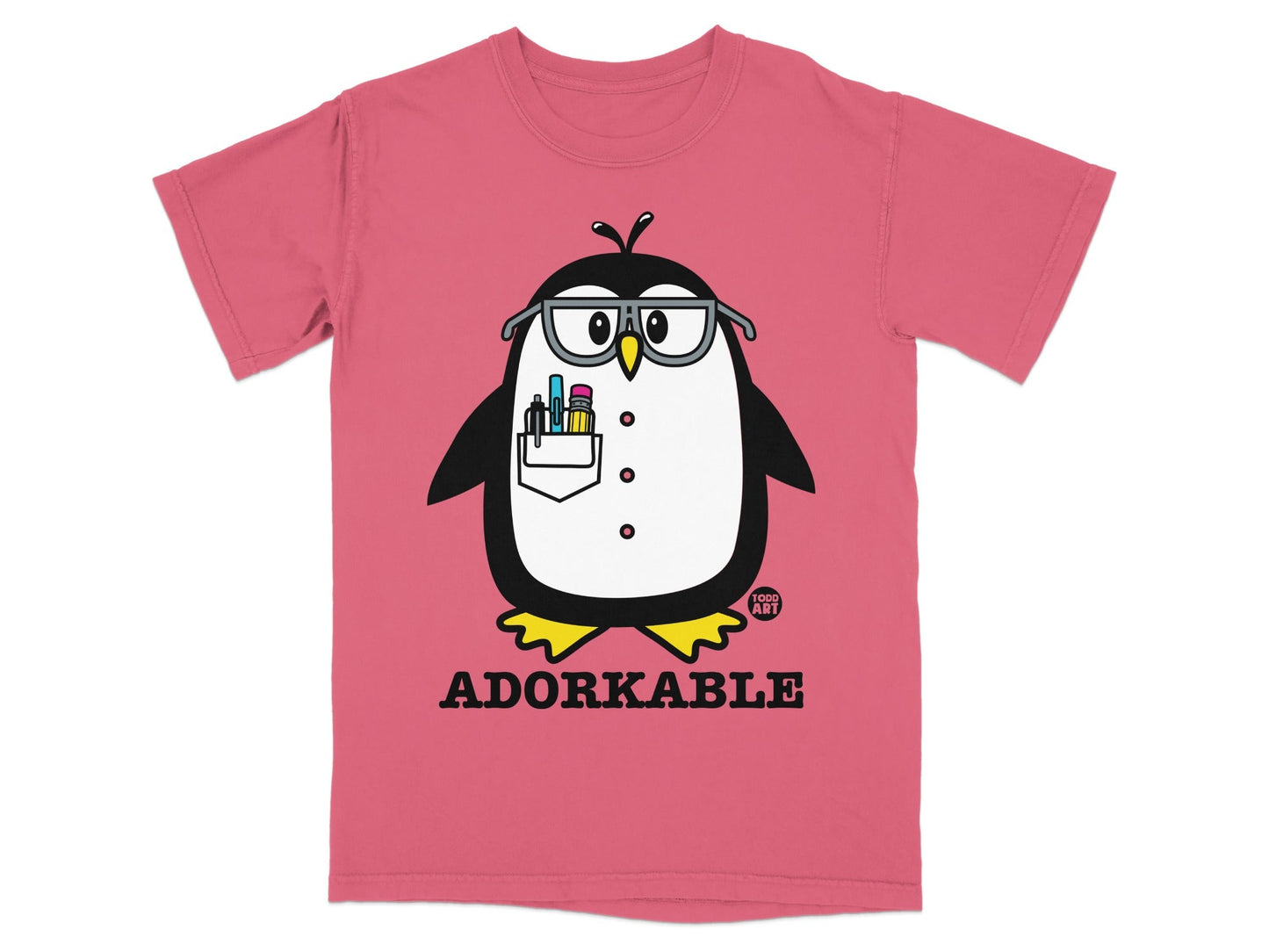Adorkable Penguin T-Shirts, Nerdy Penguin with Glasses Tee, Cute Cartoon Animal Shirt, Smart Bird Lover Gift T-Shirts, Funny Graphic Tee