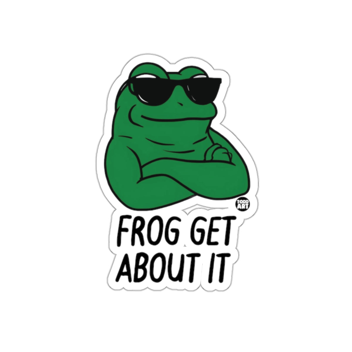 Funny Frog Get About It Sunglasses Sticker Product