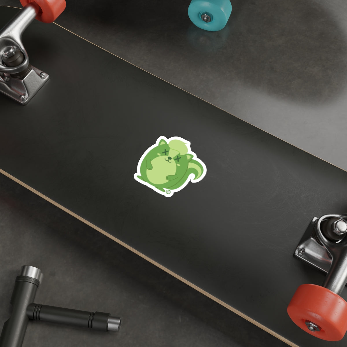 Cute Green Cat Skateboard Sticker for Skater Enthusiasts