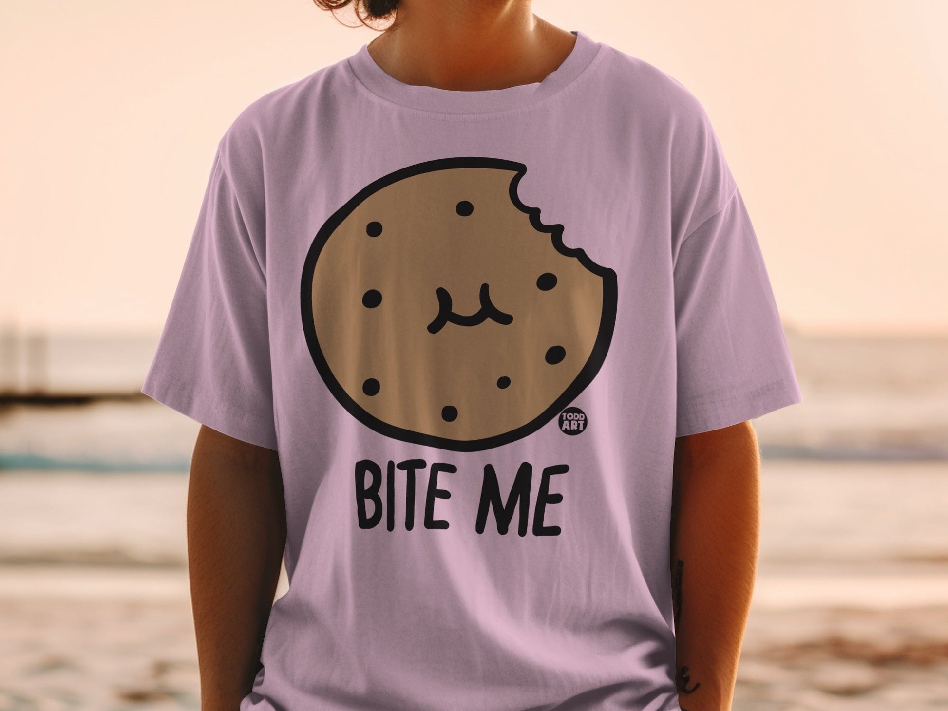 Bite Me Cookie Graphic Tee Fun T-Shirt Casual Apparel