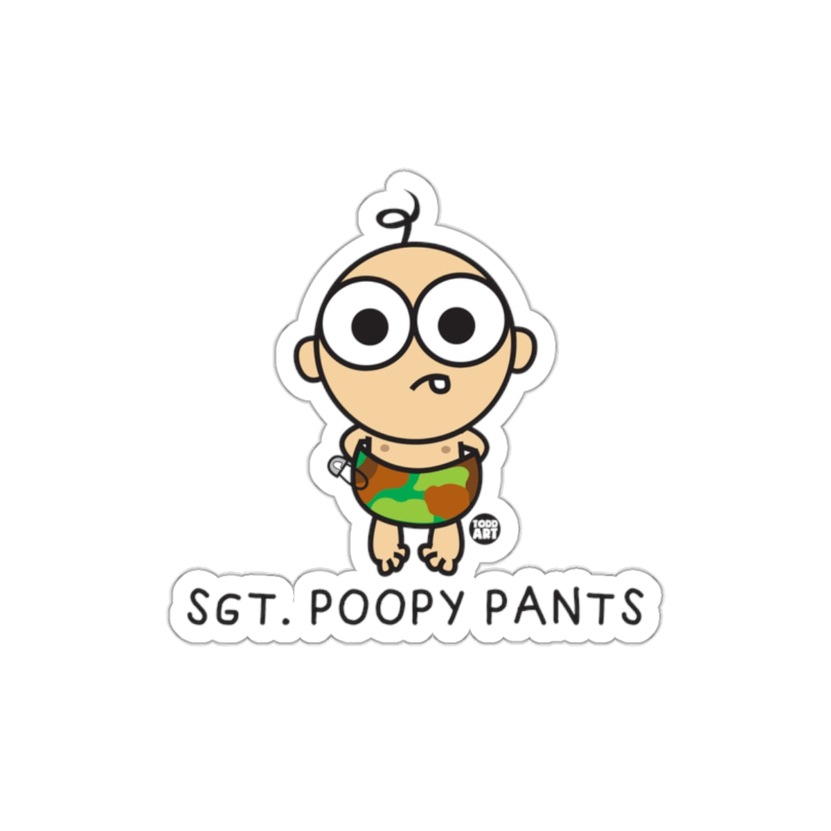 Sgt. Poopy Pants Sticker Adorable Cartoon Design