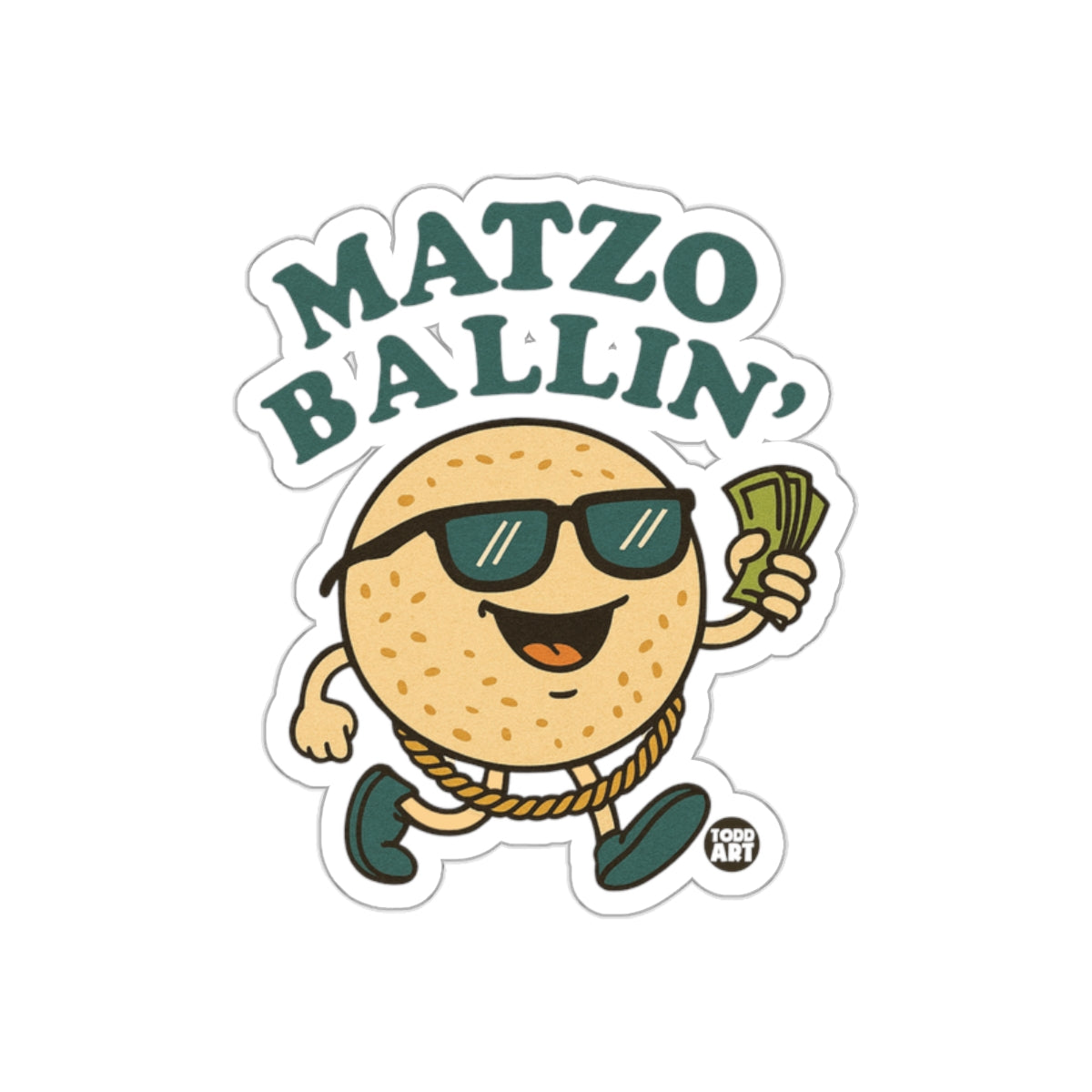Matzo Ballin' Cute Sticker with Sunglasses Artwork