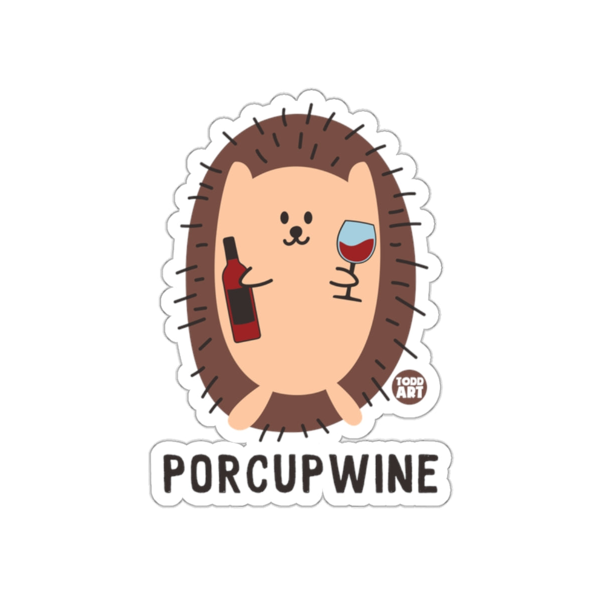 Porcupwine Illustrated Sticker for Wine Lovers
