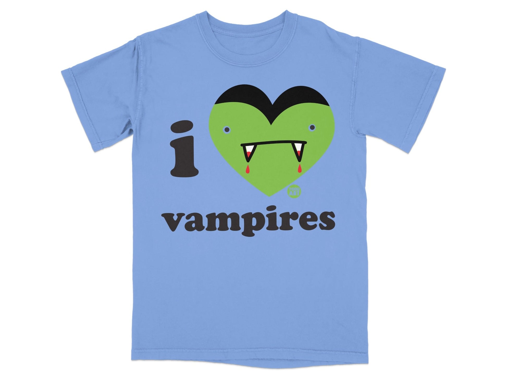 I Love Vampires Green Heart Face Graphic T-shirt