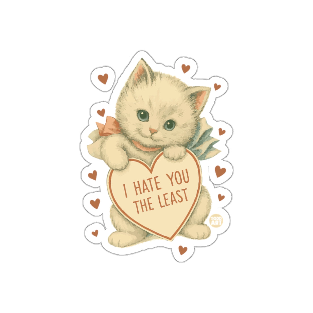 Kitten Holds Heart With I Hate You The Least Text sticker