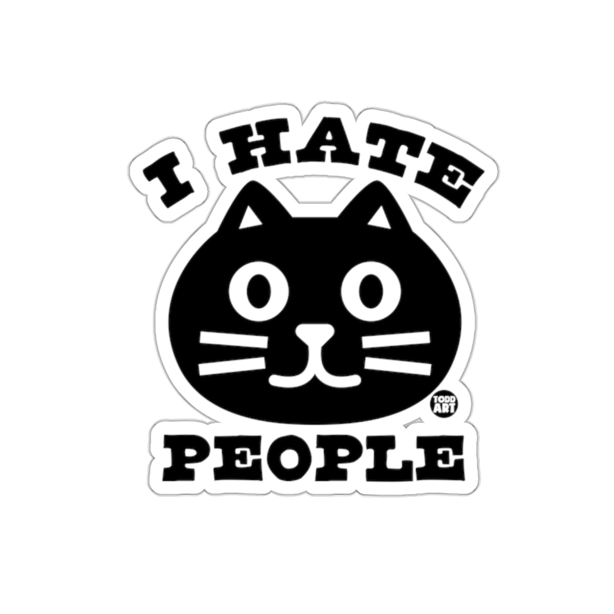 I Hate People Black Cat Graphic Sticker Product