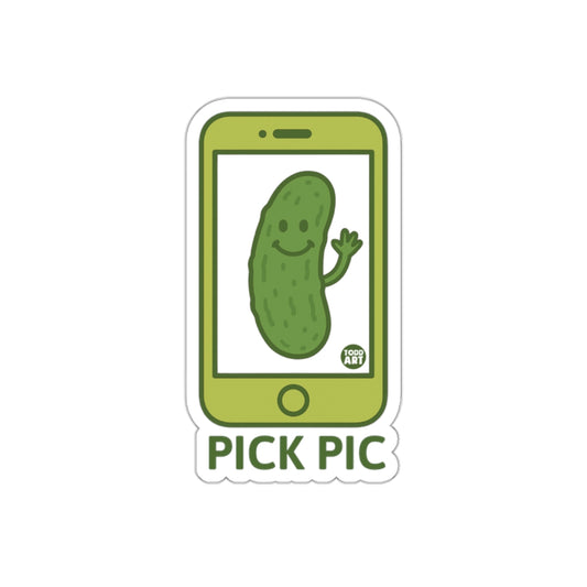 Pick Pic Funny Pickle on a Phone by Todd Art Stickers
