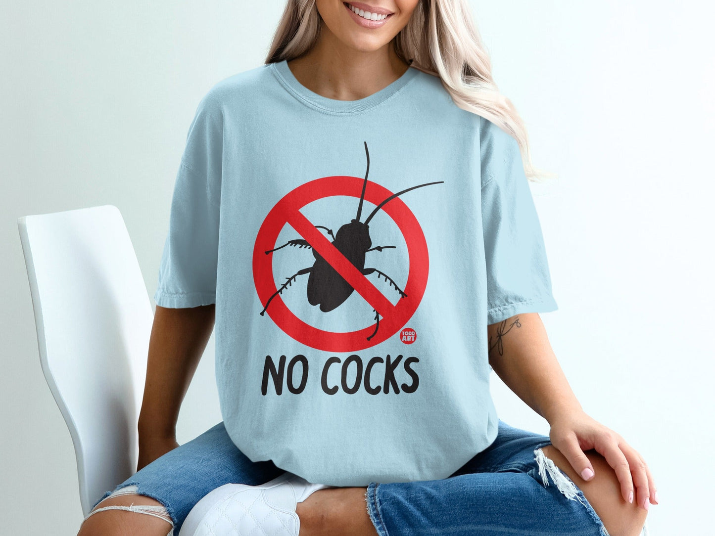 NO COCKS Funny Graphic T-Shirt