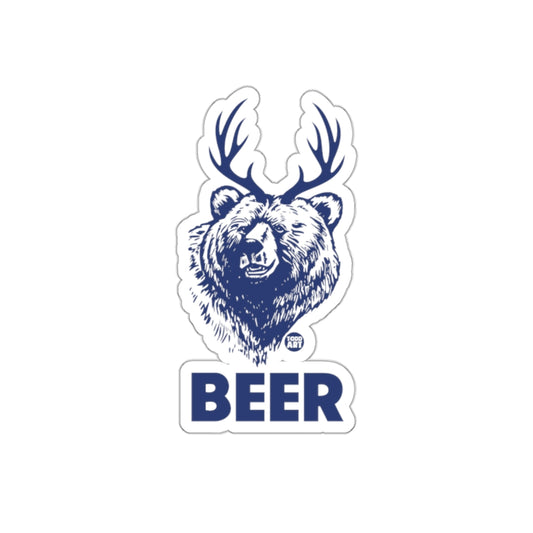 Bear with Antlers Illustration for Beer Sticker