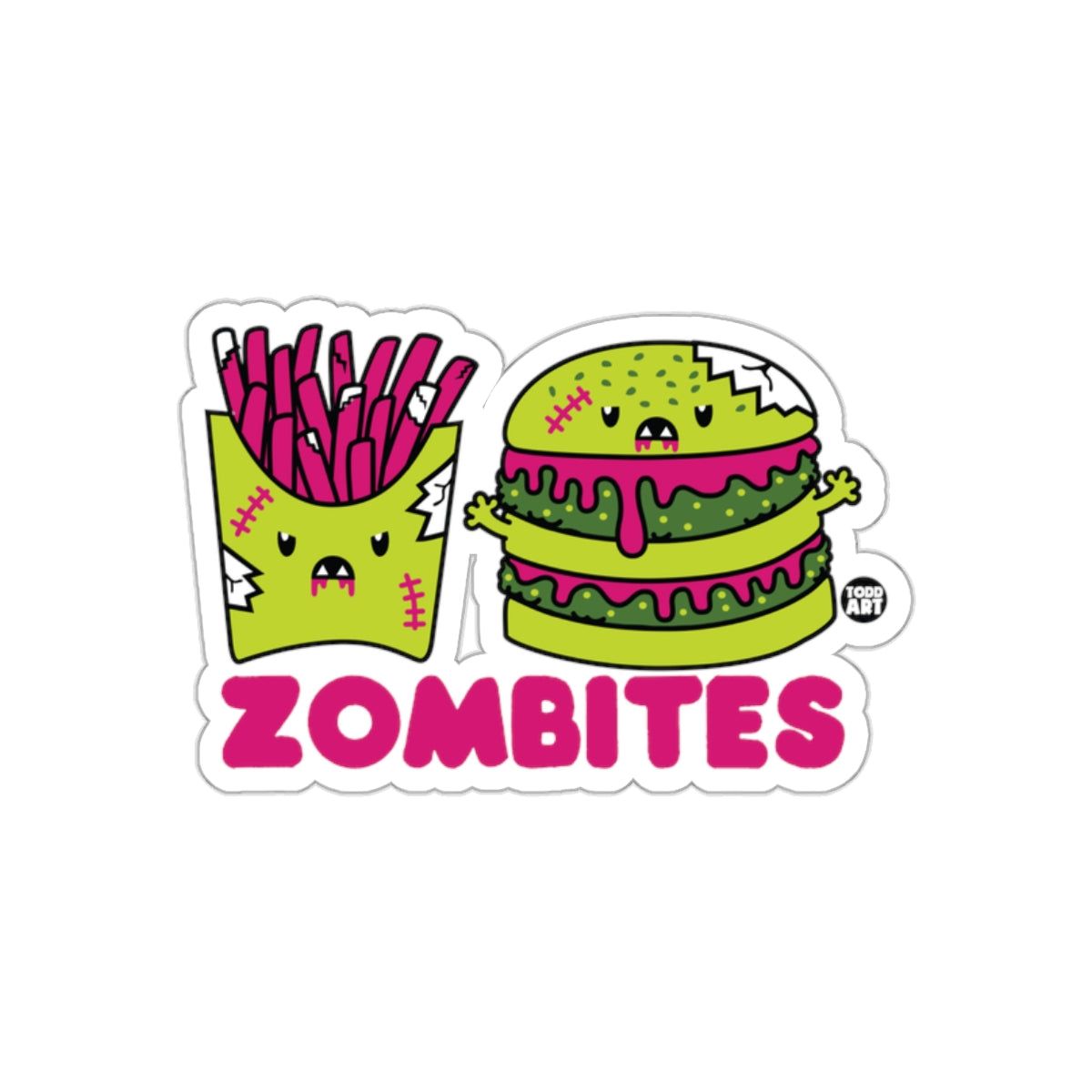 Cute Zombites Burger and Fries Graphic Design Sticker