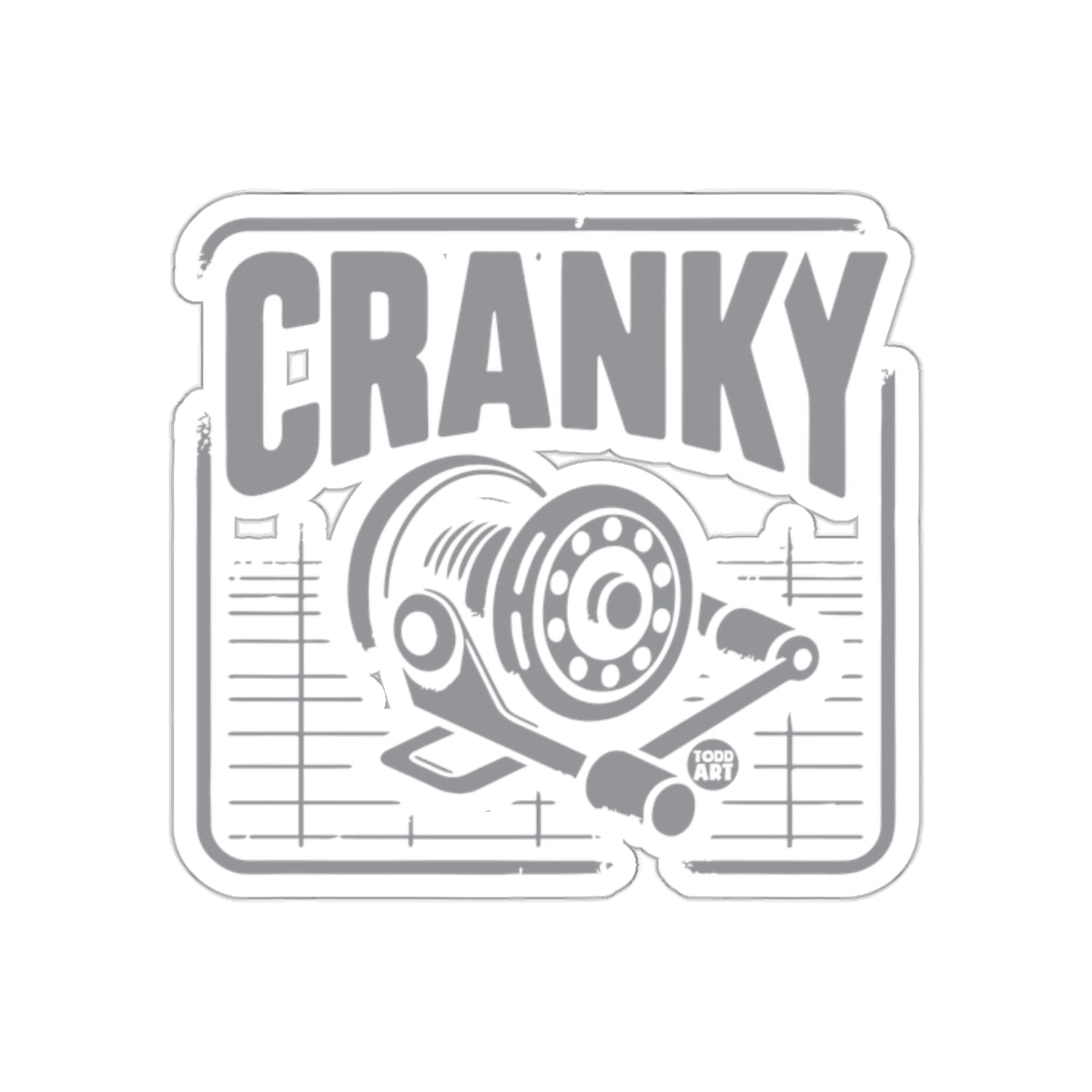 Cranky Todd Art Fishing Reel Design Unique Stickers