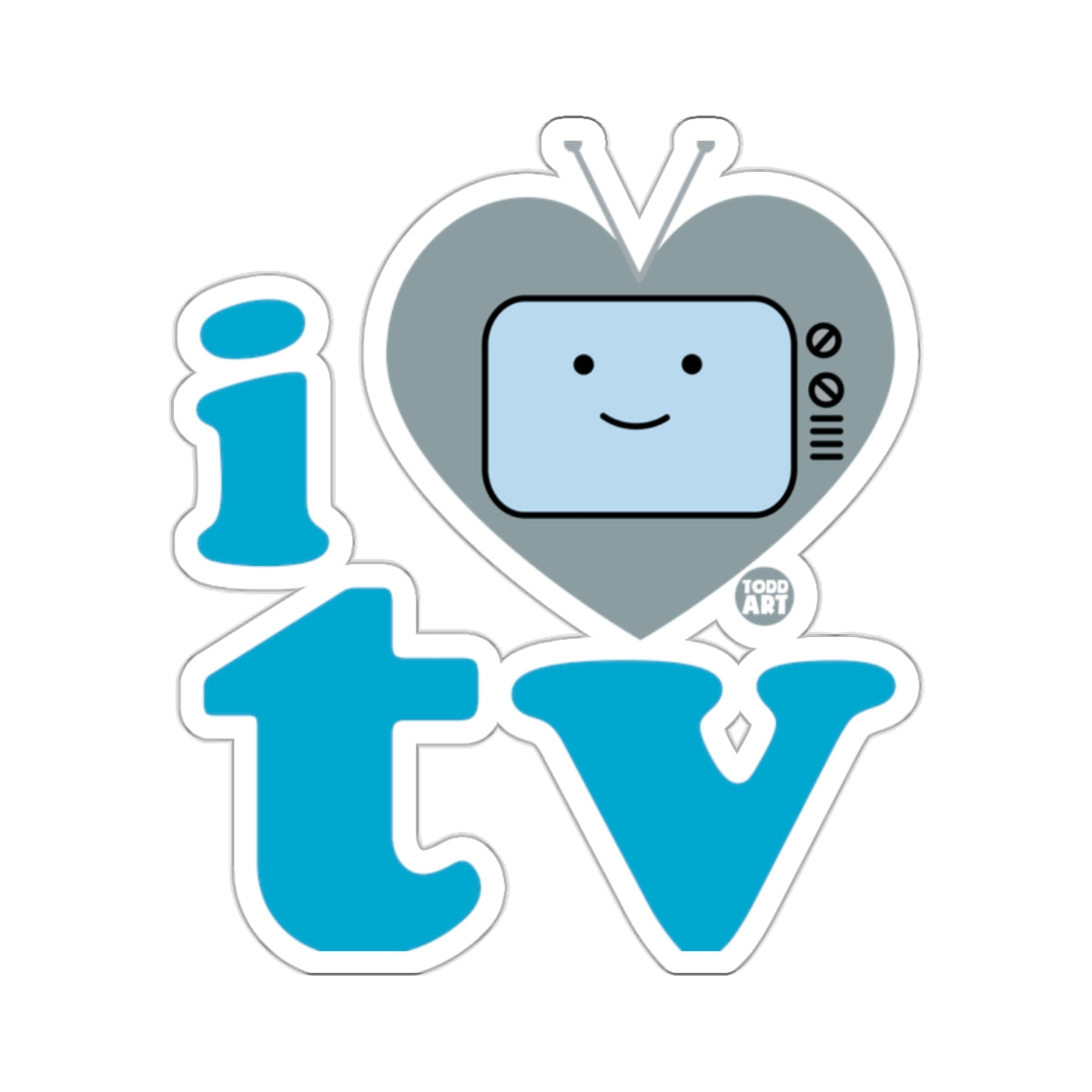 I Love TV Cartoon Style Fun Decorative Sticker