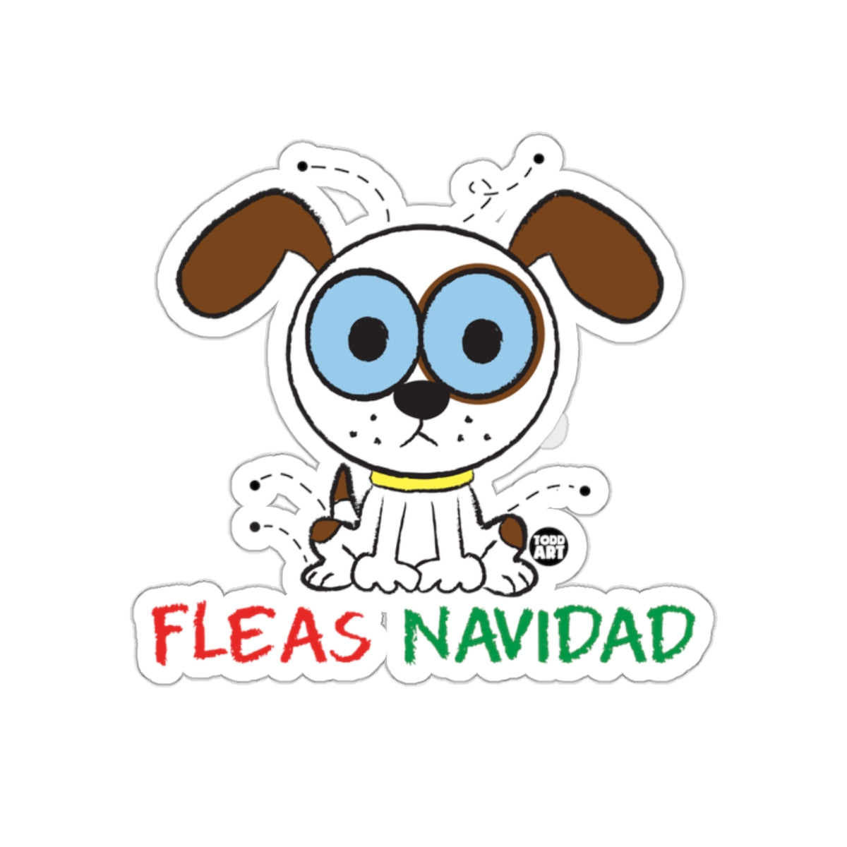 Fleas Navidad Cute Cartoon Dog Sticker