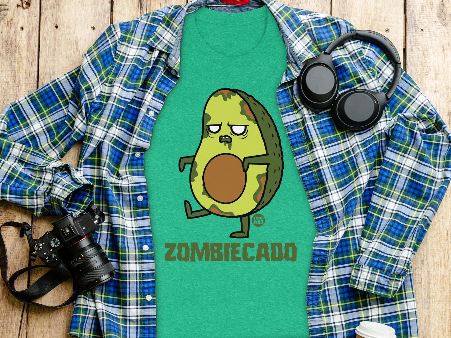 Funny Zombiecado Avocado Graphic Tee Shirt for Men