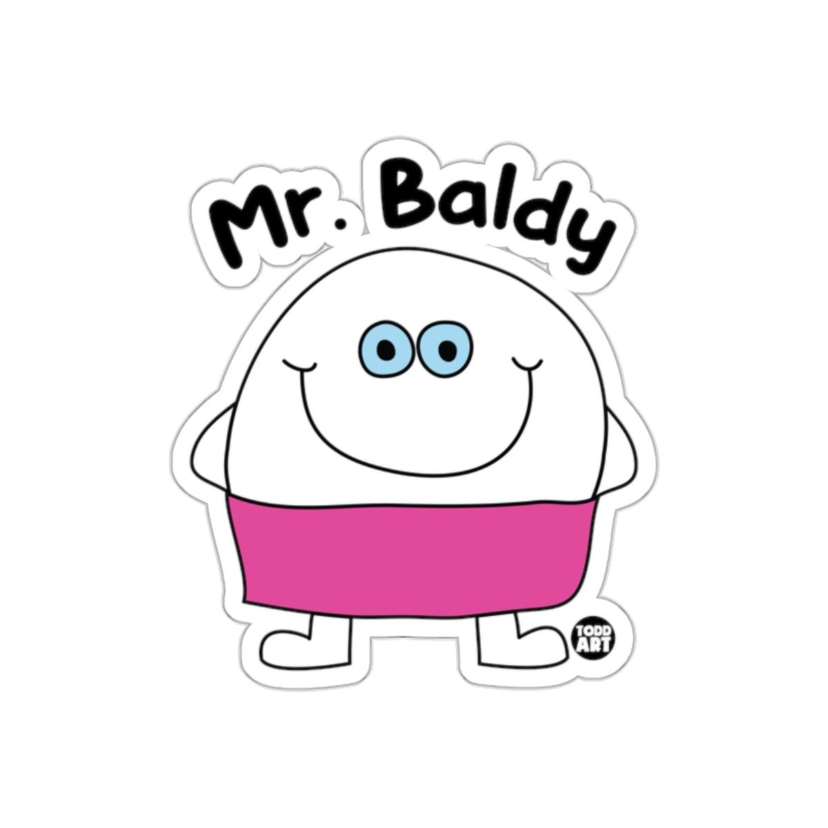 Mr. Baldy Cartoon Character Sticker for Kids Fun