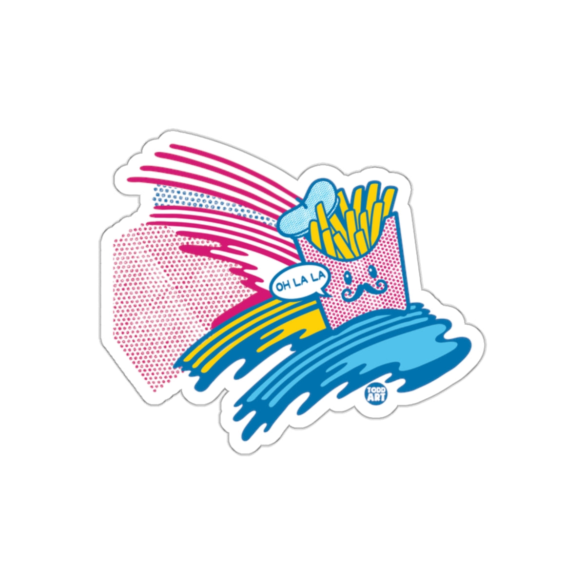 Colorful Oh La La French Fries Design Sticker