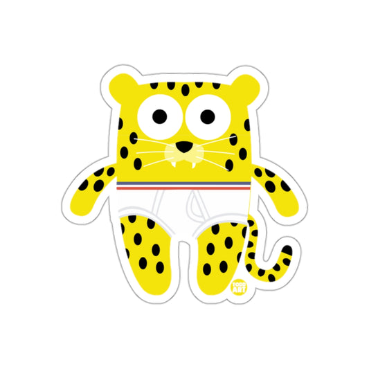 Cute Yellow Cartoon Leopard with White Underwear Sticker