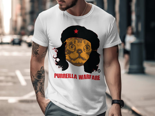 Purriella Warfare Cat Graphic White T-shirt