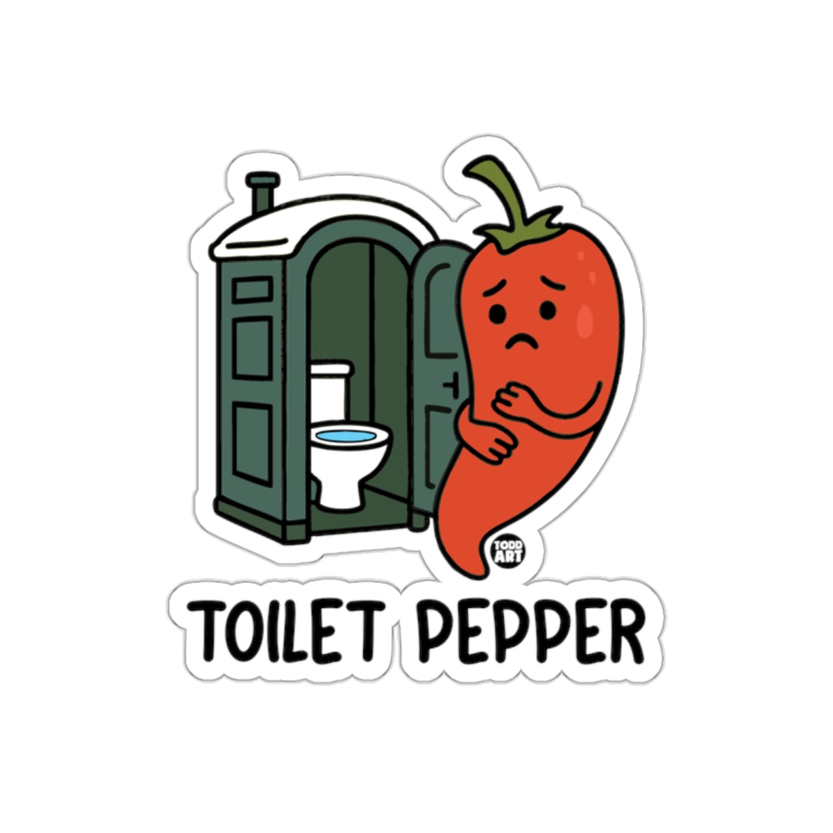 Funny Sad Pepper Next to an Outhouse Sticker