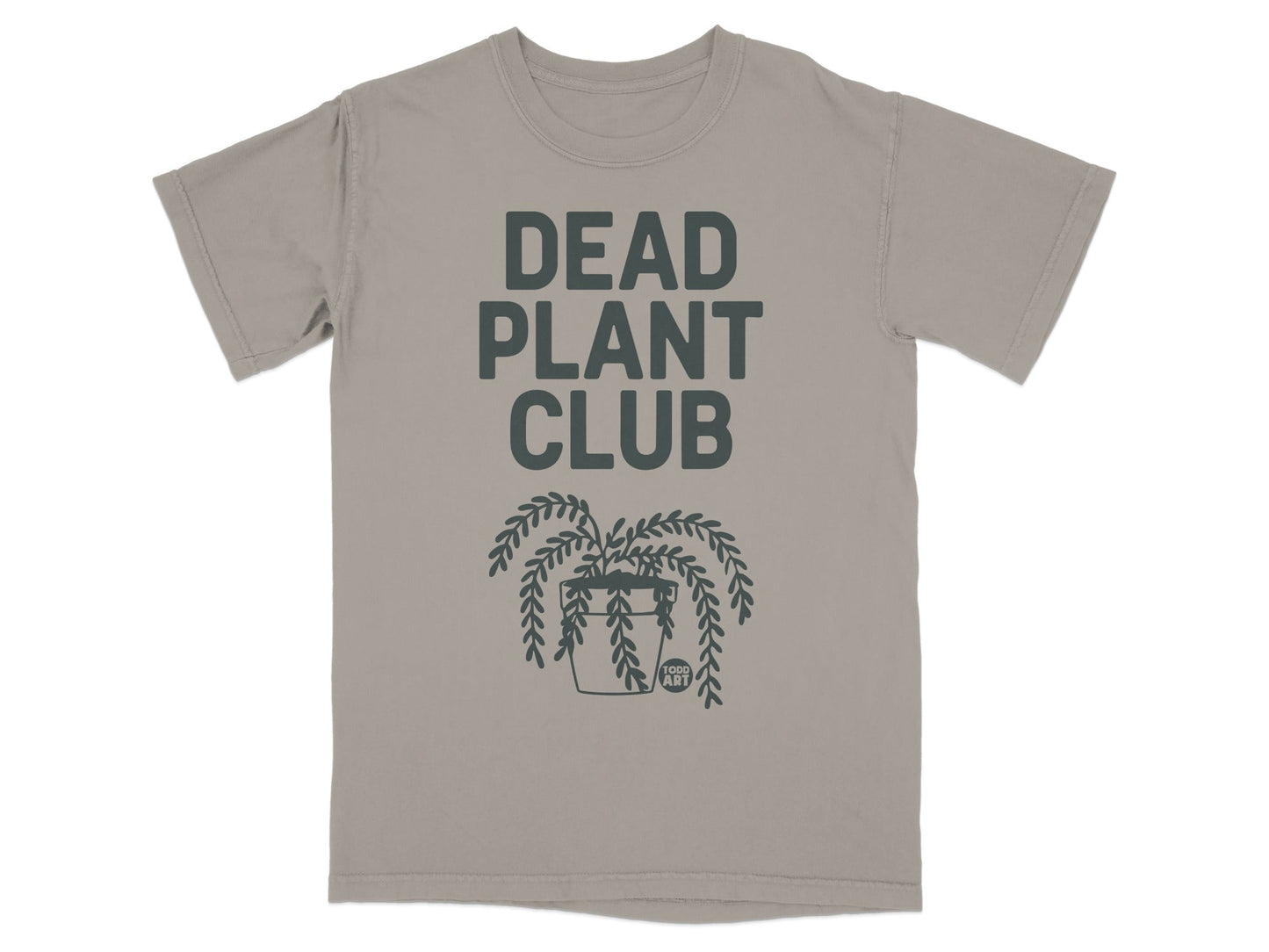 T-shirt with "DEAD PLANT CLUB" text and a hanging plant graphic.