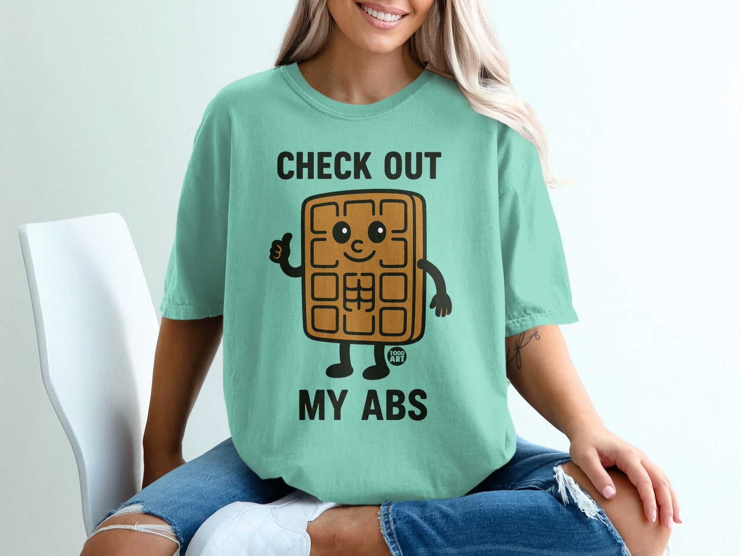Check Out My Abs Funny Waffle Graphic T-Shirt