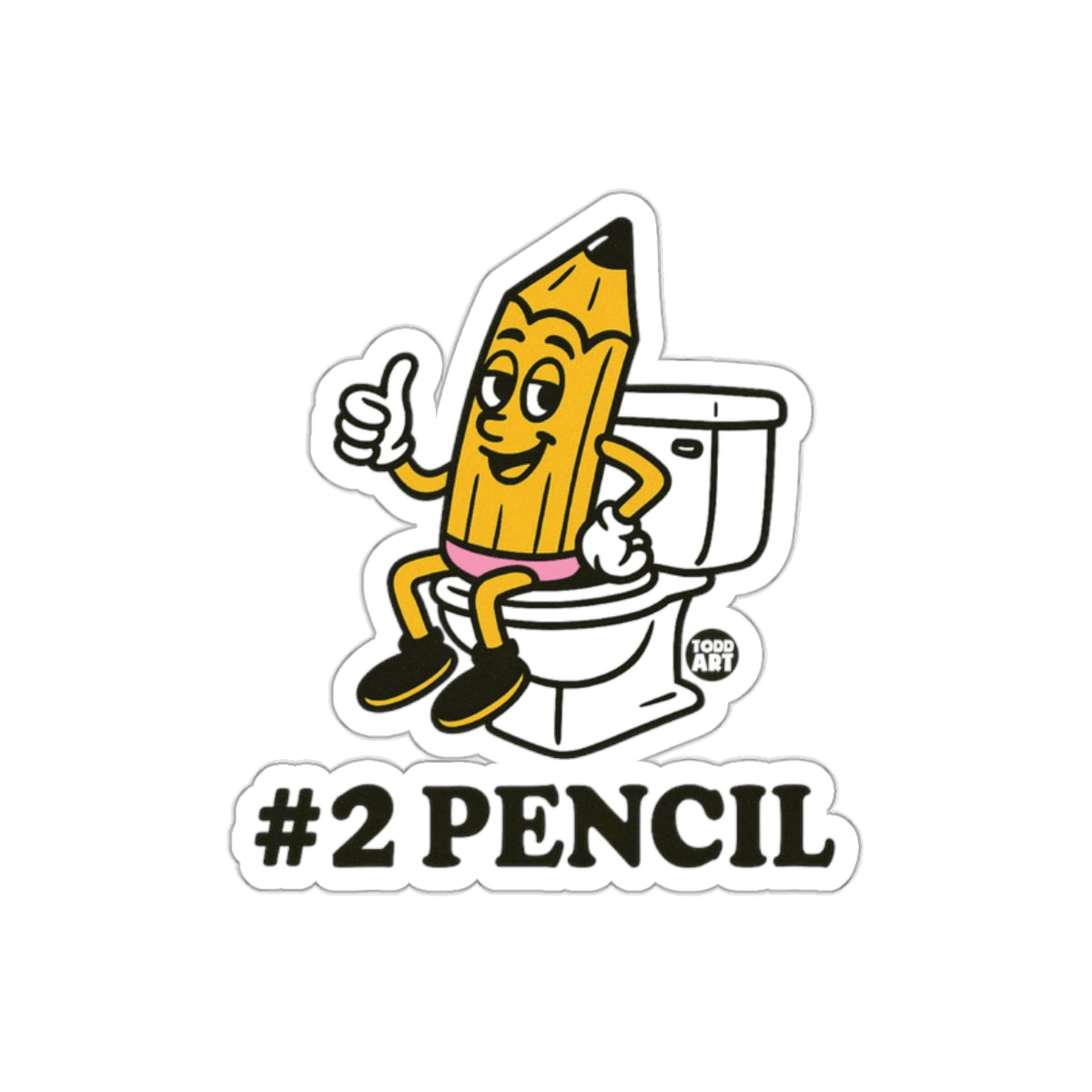 Number Two Pencil Cartoon on Toilet Thumbs Up Stickers