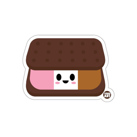 Adorable Happy Ice Cream Sandwich Sticker for Fun