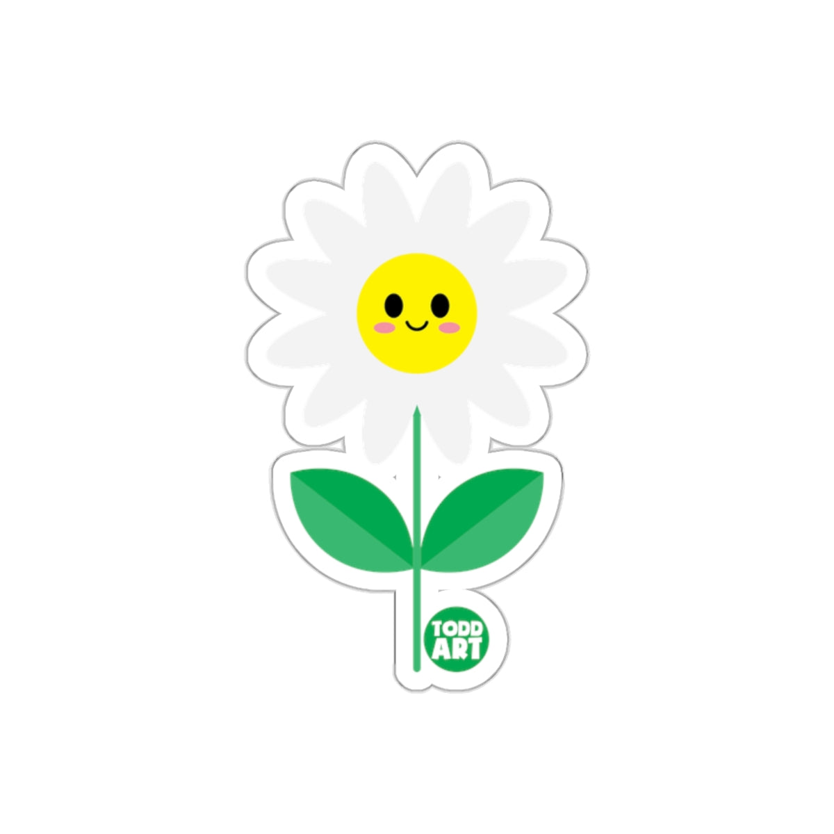 Happy Smiling Daisy Flower with Todd Art Sticker