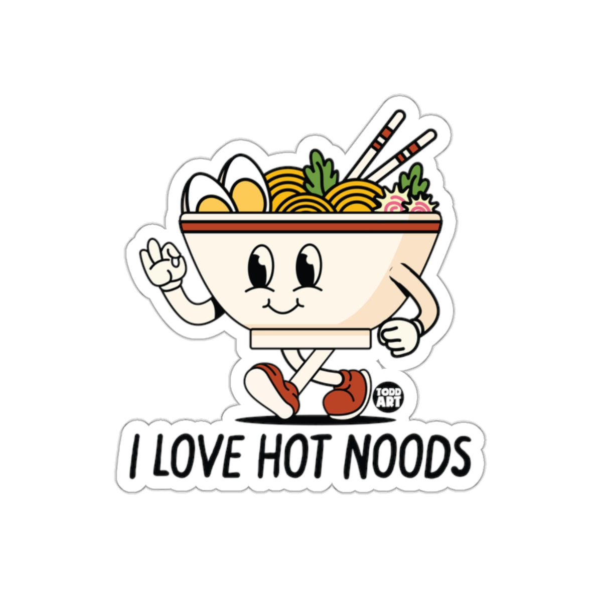I Love Hot Noods Cute Ramen Bowl Graphic Sticker