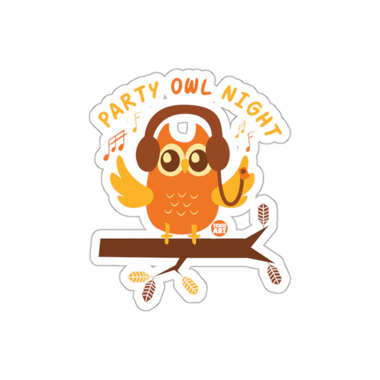 Party Owl Night on Branch with Headphones Todd Art Stickers