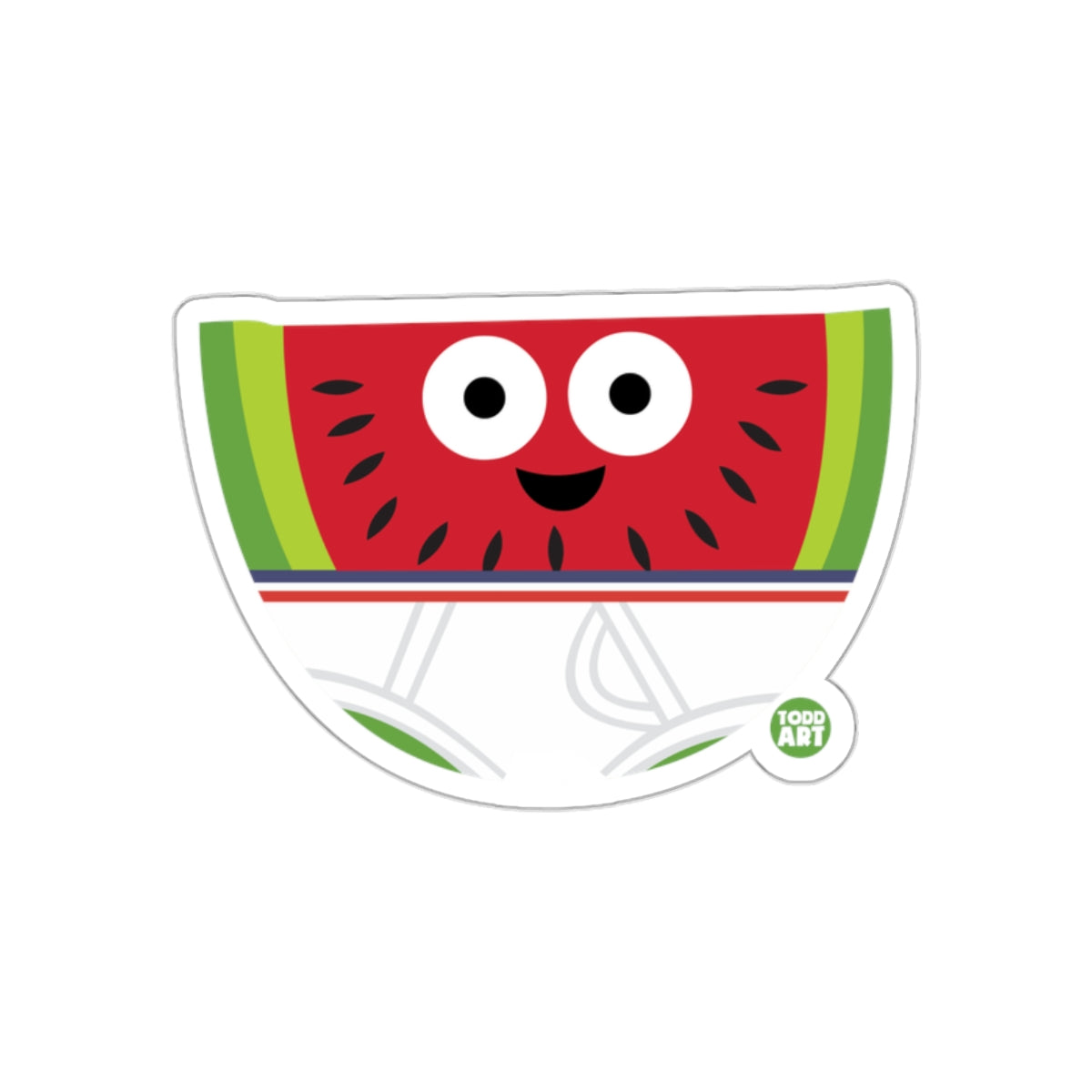 Cartoon Smiling Watermelon with Eyes Sticker