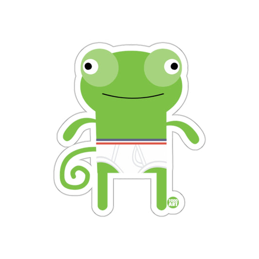 Cute Green Chameleon Character Sticker Artwork Design
