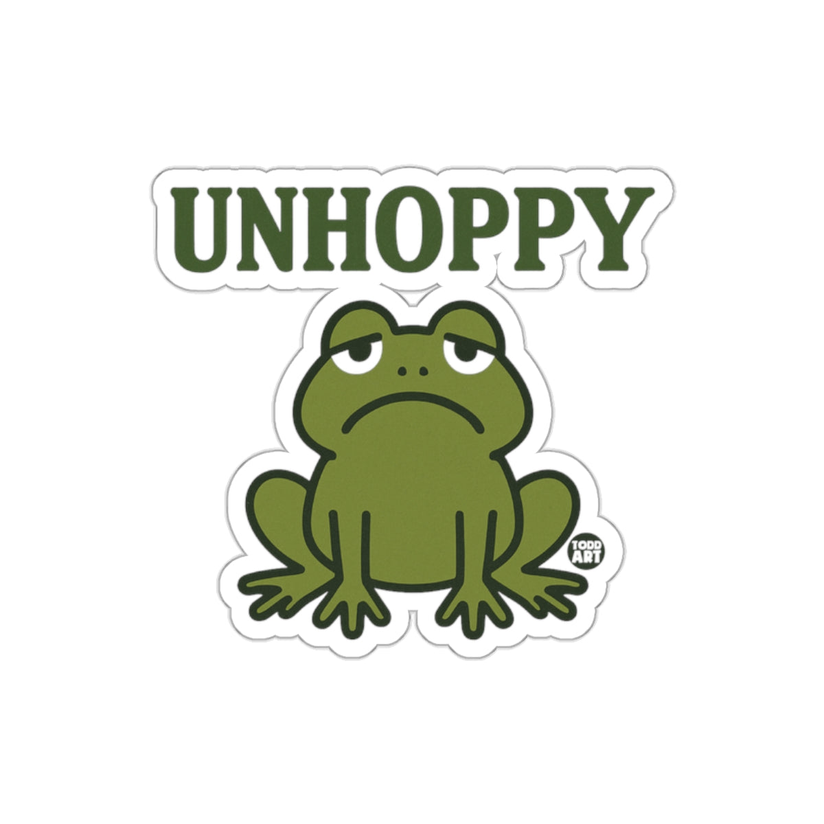 Funny Unhappy Frog Cartoon Graphic Sticker Design