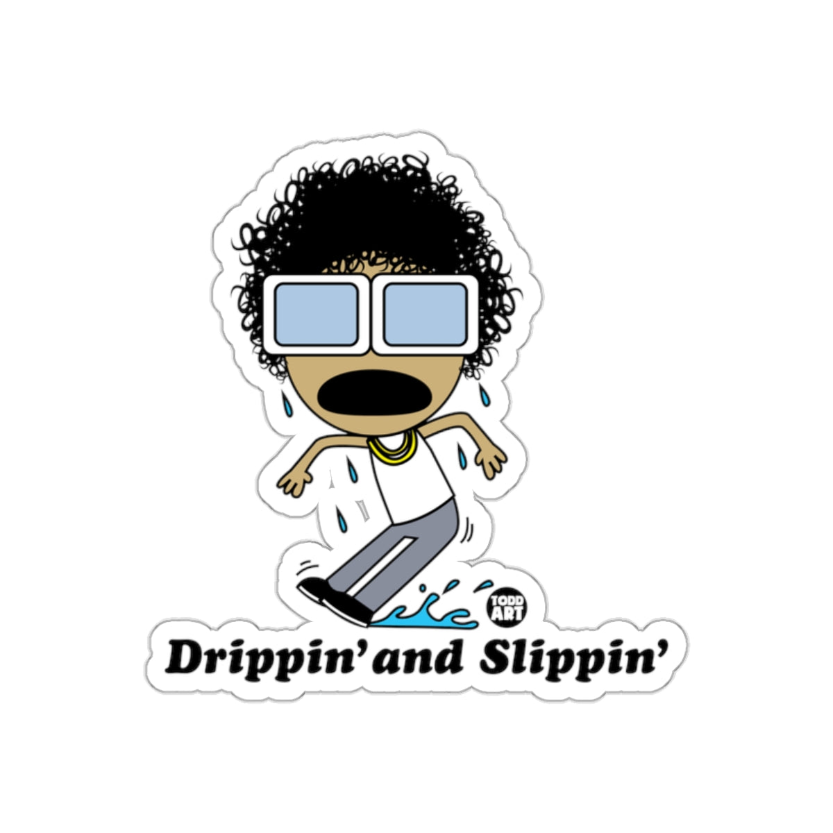 Drippin' and Slippin' Cartoon Character Sticker