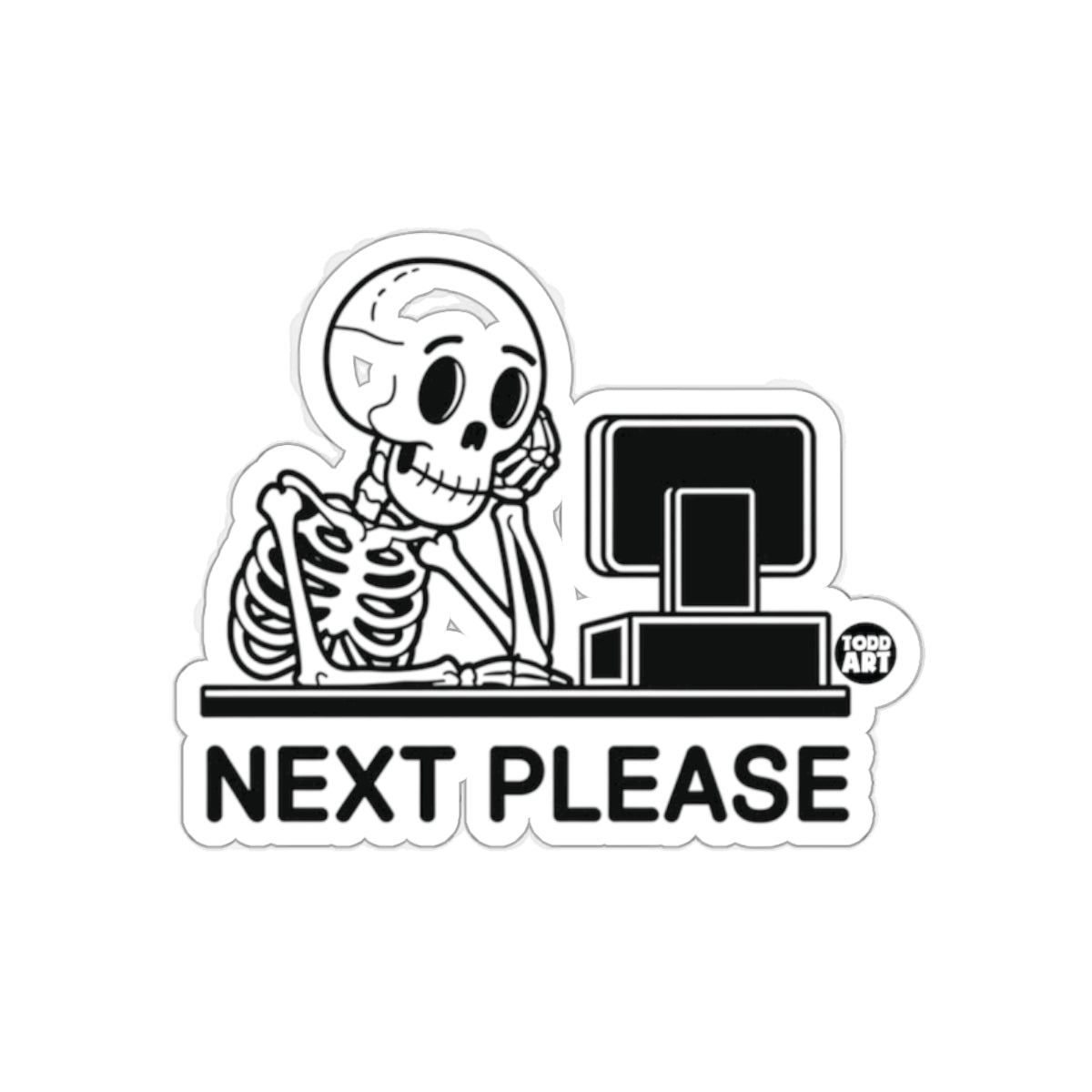 Next Please Skeleton Computer Scene Funny Art Stickers