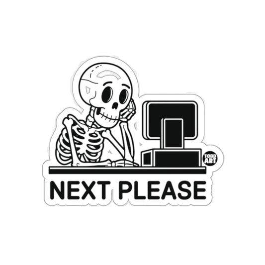 Next Please Skeleton Computer Scene Funny Art sticker