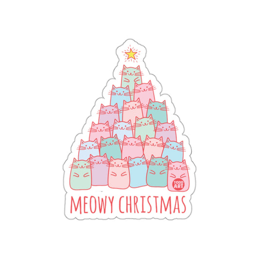 Meowy Christmas Festive Cat Tree Sticker Design