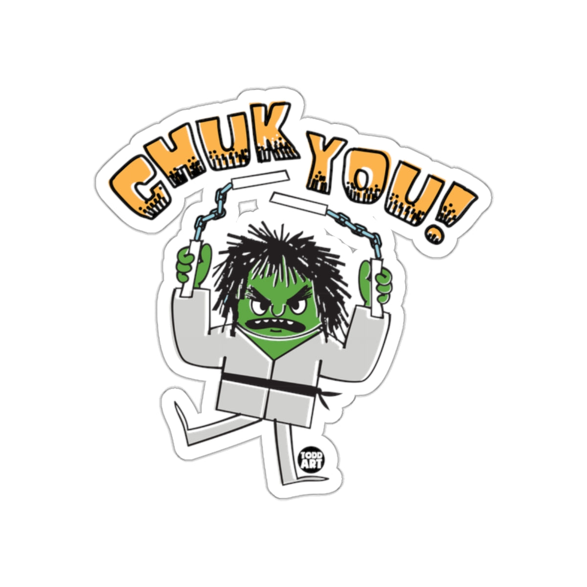 Chuk You Martial Arts Green Cartoon Character Sticker