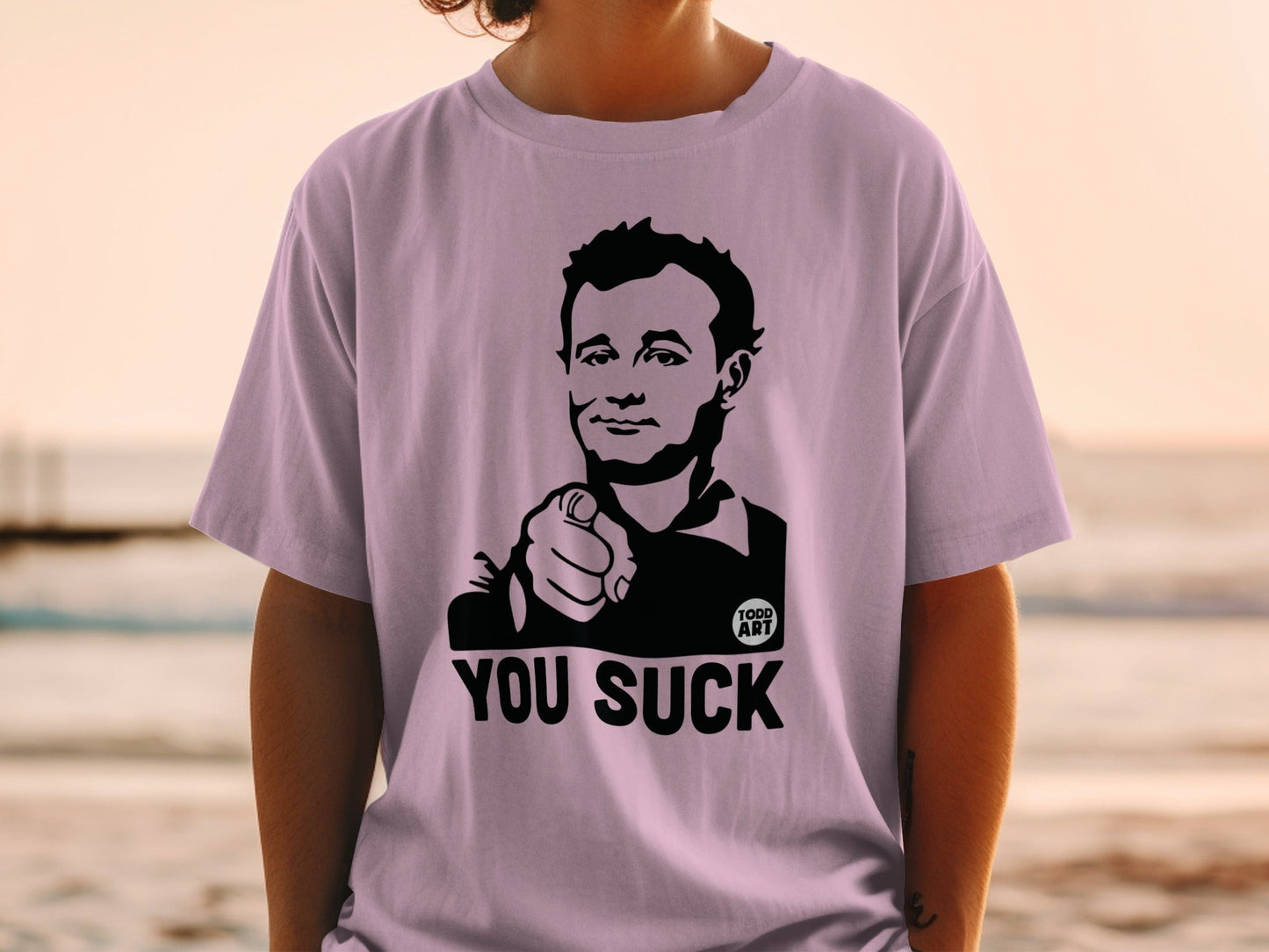 T-shirt with Bill Murray pointing and the text "YOU SUCK".