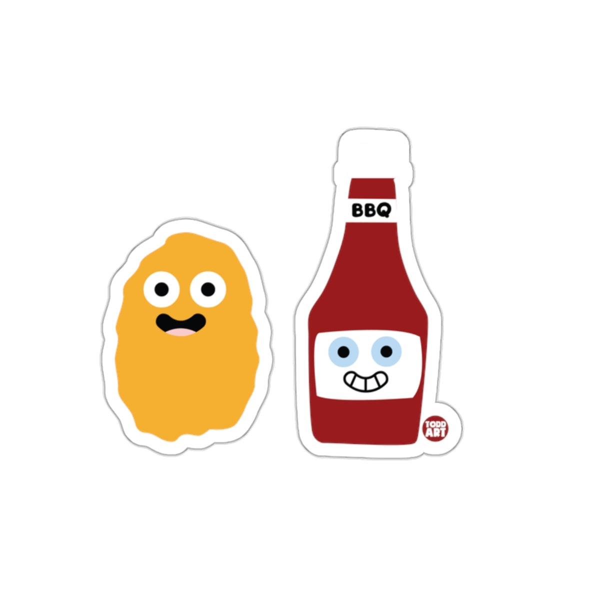 Happy Nugget and BBQ Sauce Sticker Cartoon Design